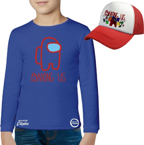 Polera Manga Larga De Niño Among Us Clasico + Jockey