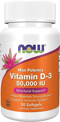 Now Vitamina D3 50,000 Ui X 50 Cap. Traído De Usa