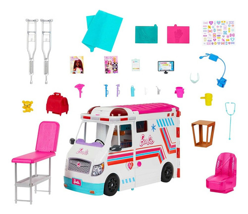Barbie Ambulância E Clínica Médica 2 Em 1 Com Luz E Som