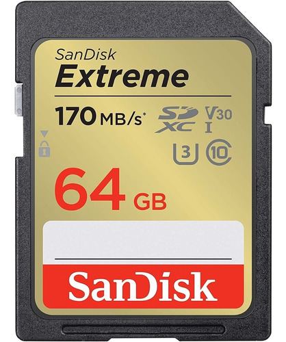 Tarjeta Sd 64gb Sandisk Extreme Graba 4k Uhd 170mb/s