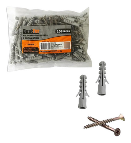 Kit Parafuso Ch Phs 3,5 X 35mm + Bucha 6mm 100 Bestfer