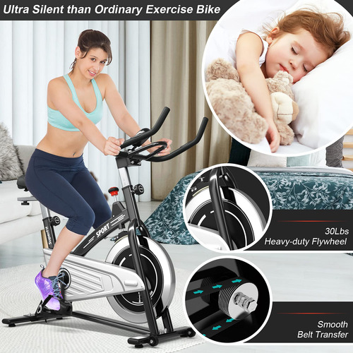 Bicicleta Estática Para Interiores Con Monitor Y Resistencia Negro