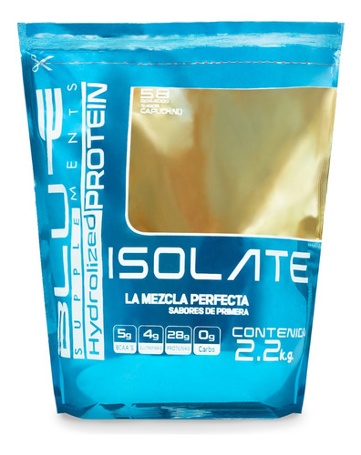 Proteína Whey Hidrolizada Isolate Blu-e 2.2kg Bolsa 58 Servs Sabor Cappuccino