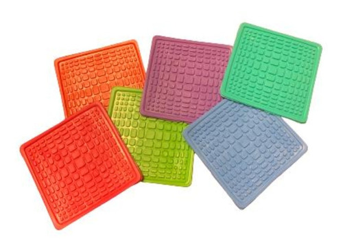 Posavasos Cuadrados Silicona Flexible De Colores Pack X 6u