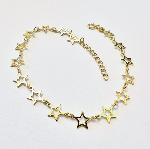 Pulsera Estrellas Gold Ajustable, Plata 925, Baño Oro 18 K