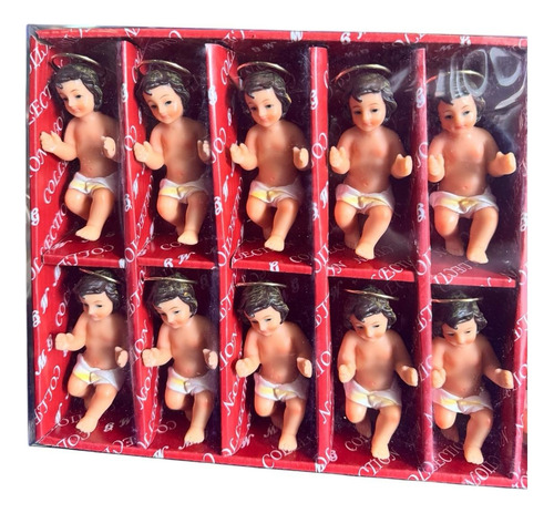 Niño Dios Caja 12 Piezas 10 Cm Porcelana Ojo Pintado Blanco