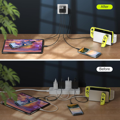 Cargador Usb C Bloque Cargador De Pared Tipo C Multipuert...