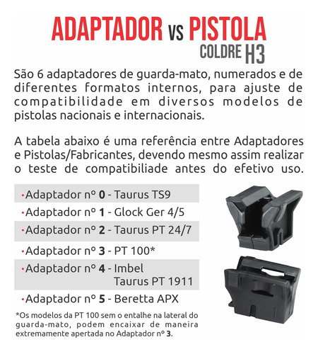 Coldre H3 : Apx Ts9 Glock Imbel Taurus 92 Pt Th Cz Sig Px9