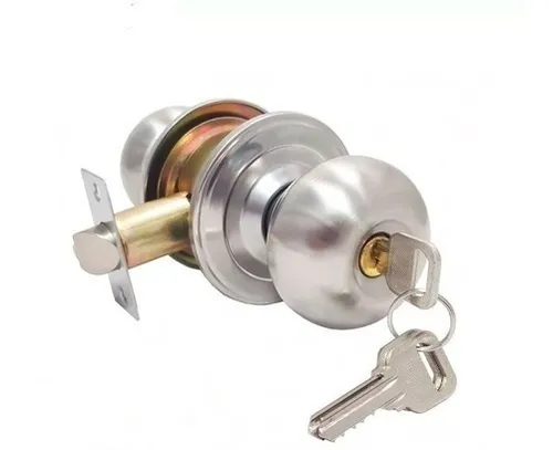Pomo Para Puerta Con Llave Plateado