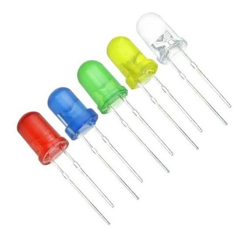 Kit 100 Leds Difuso 5mm(amarelo,verde,azul,vermelho,branco) 