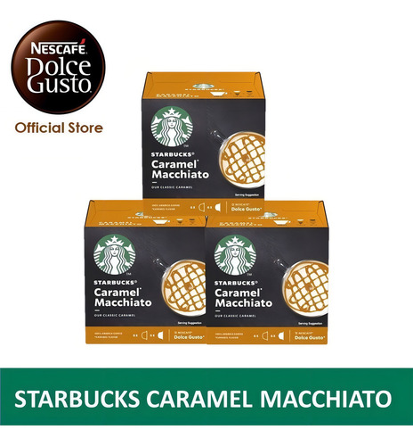 3 Cajas Starbucks Latte Caramel Capsulas Dolce Gusto