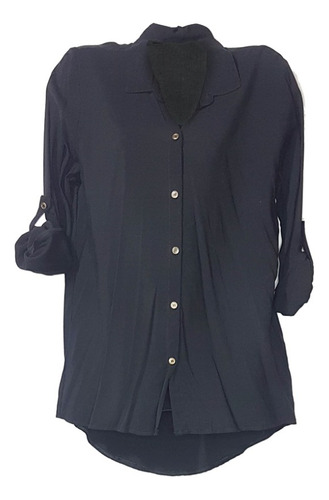 Camisola M/l Fibrana Negra Con Botones  T. S