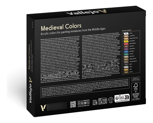 Set De Pintura Vallejo, Colores Medievales, 0.6 Fl Oz Valle.