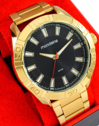 Relógio Mondaine Masculino Dourado Grande Barato Banhado