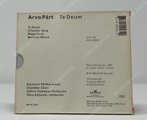Arvo Part - Te Deum Cd 1999 (Usado)