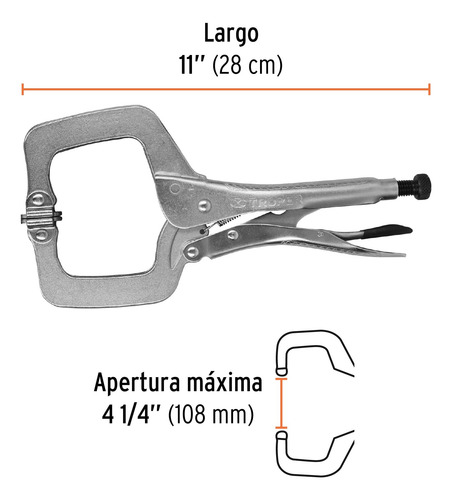 Pinzas Presion Tipo C 11´ Mordaza Autoajustable Acero 17427
