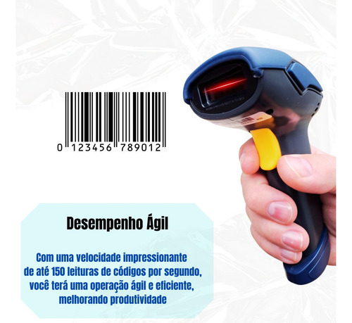 Leitor De Código Barras, Laser 1d, Com Cabo Usb