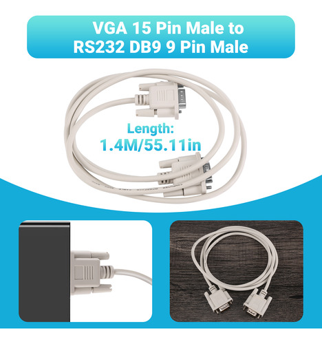 Adaptador Rs232 Db9 De 1,4 M, 9 Pines Macho A Vga, 15 Pines