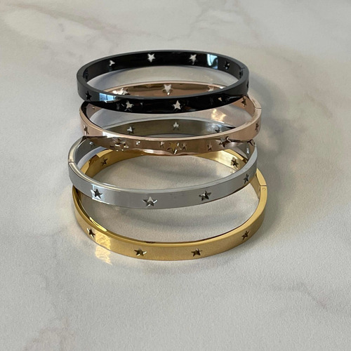 Imagen 3 de 3 de Pulsera Esclava Acero Mediana Modelo Estrella X Unid
