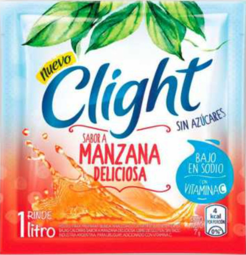 Jugo En Polvo Clight Manzana Deliciosa Vitaminas C + D X20