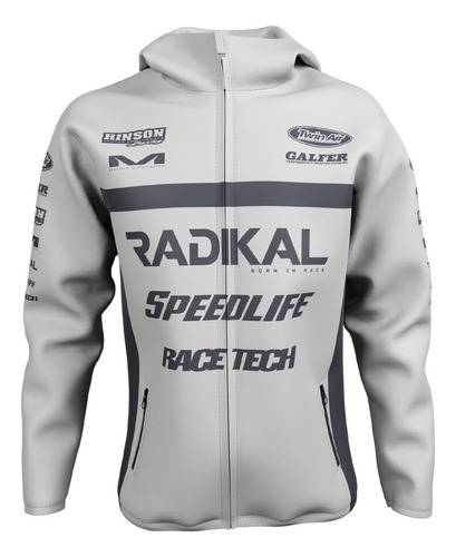 Campera Rompeviento Casual Race Gris Radikal