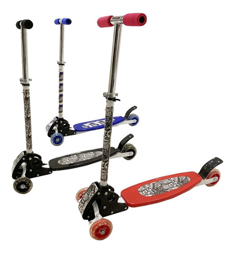 Patinete Infantil Com 4 Rodas Radicais Azul, Vermelho, Preto
