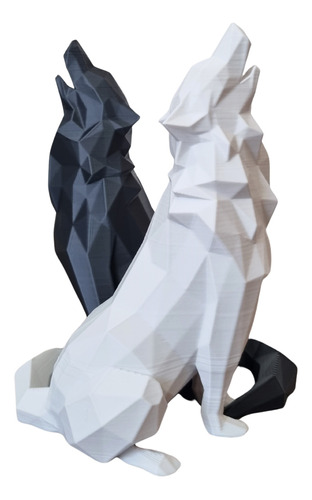 Lobos Yin Yang Estátuas Decoração 3d P + Brinde
