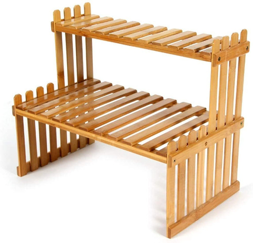 Soporte De Planta De Bambú Para Mesa De 2 Niveles - Es...