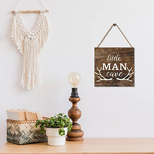 Jetec Pequeño Hombre Cave Madera Letrero Decoración Z111t