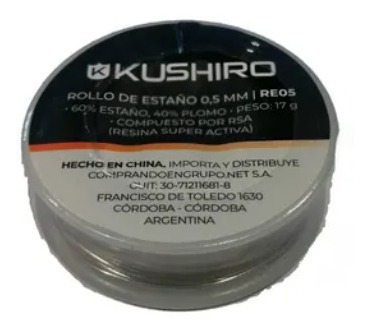 Kit Soldador Estaño 40w Tipo Lapiz Soporte + Estaño Kushiro