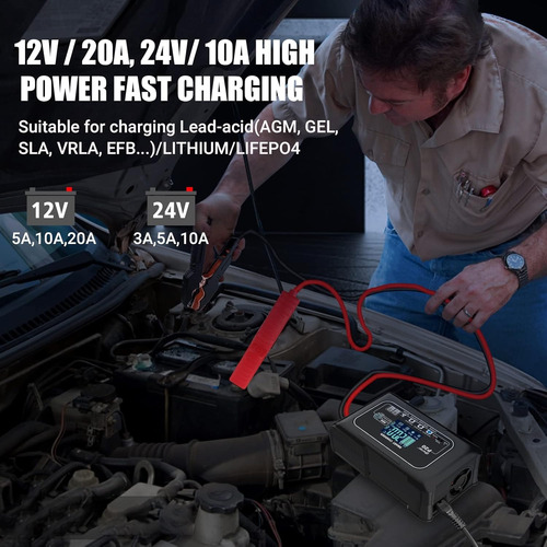 Cargador De Bateria Rapido Inteligente Litio 12v 24v