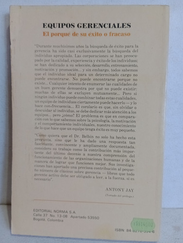 Equipos Gerenciales Meredith Belbin (Usado)