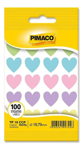 Etiqueta Pimaco Adesiva 18,mm 100 Un Decorativa Cor Corações Tons Pastéis