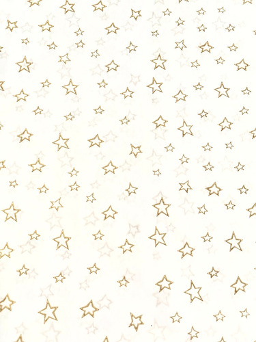 Papel Navidad Blanco Con Estrellas Dorados 10 Pliegos 