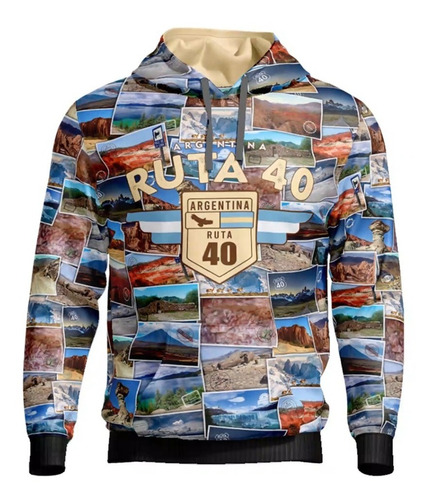 Imagen 1 de 3 de Buzo Hoodie Argentina Ruta 40 Mod 7
