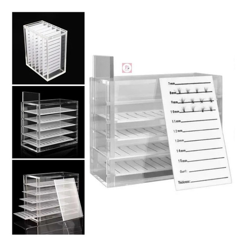 Imagem 2 de 2 de Porta Cílios Acrílico Box Com 5 Placas