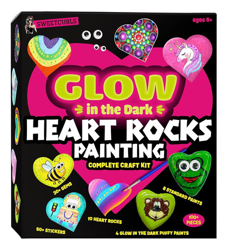 Kit De Pintura Rupestre Hearts Para Niños - Glow In The Dark