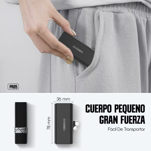 Batería Power Bank 5.000 Mah Kbod Mini Pr05 Dual Hasta 20w