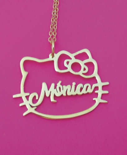 Collar Personalizado Hello Kitty Con Nombre. En Plata 950.