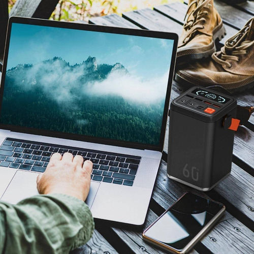 Mr. Gadgets Power Bank 60,000 Mah Bateria Portatil Compacta Carga Rapida Usb-c Compatible Con Laptops, Display Lcd, Usb-a, Linterna Integrada, Color Azul