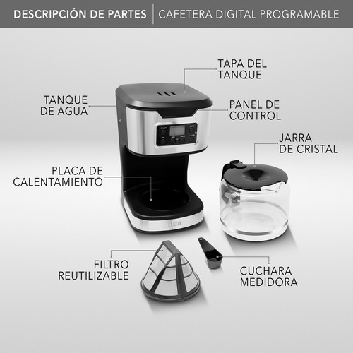 Rca Cafetera Digital Programable 12 Tazas Rc-caf3 Negro