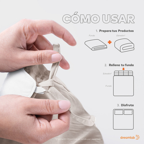 Juego de Funda Para Edredon Duvet con Textura Dreamlab, Tamaño Queen, Color Beige