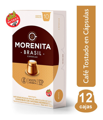 Morenita Cafe En Capsulas Espresso Brasil 10 Caps X 12 Cajas