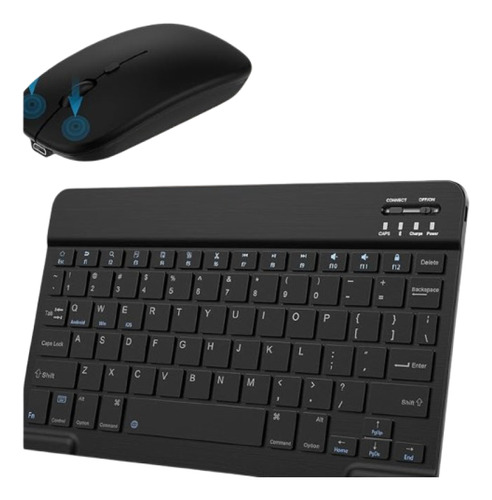 Kits Teclado E Mouse+ Sem Fio E Bluetooth E Tablet- Preta- A