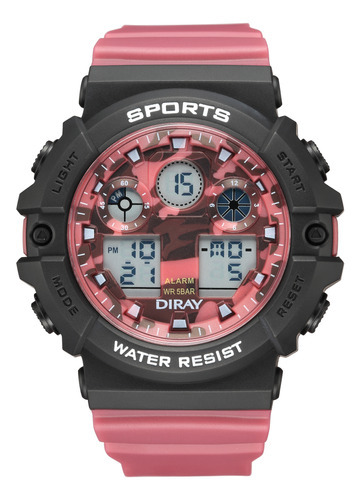 Reloj Deportivo Diray Para Caballero Dr2246g4 Rojo