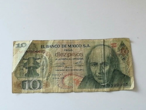 Billete 10 Pesos Miguel Hidalgo 15 May 1975 1dw W9399965