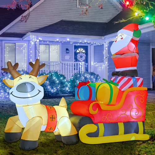 Trineo Inflable Navideño 2 M Largo Con Forma Trineo