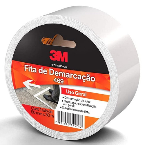 Fita Demarcacao Solo Branca 50mm X 30 Mt 3m 469