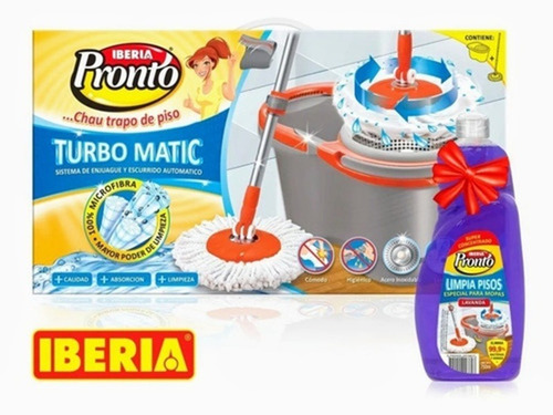 Imagen 3 de 4 de Balde Mopa Lampazo Centrifugo Giratorio Iberia Turbo Matic