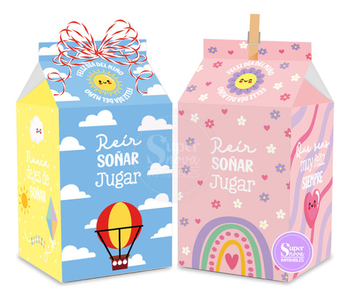 Kit Imprimible Cajitas Milk Box Feliz Día Del Niño Niñez
